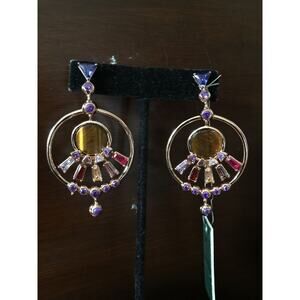 EDDIE BORGO Statement EARRINGS NWT Tiger Eye beaded